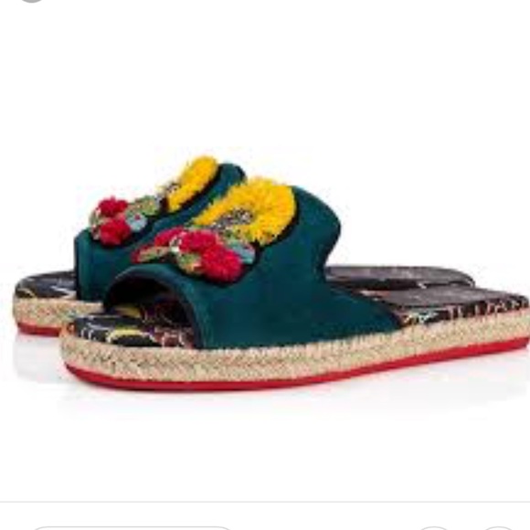 Christian Louboutin Shoes - Christian Louboutin Peacock Pacha Raffia Flat
